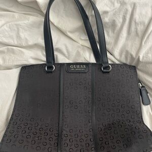 Guess Black Textured Tote Bag with Logo